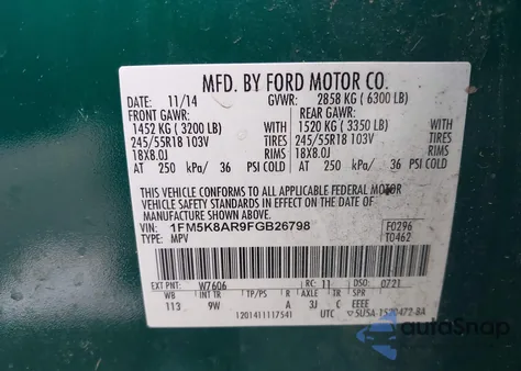 2015 Ford Police Interceptor z USA, uszkodzony, nr VIN 1FM5K8AR9FGB26798